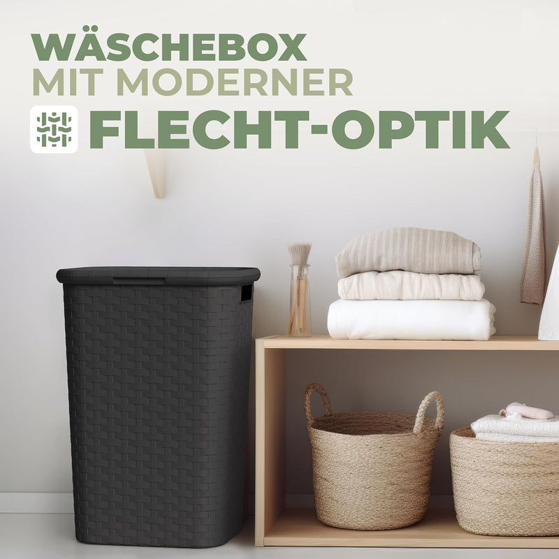Spetebo Woven Effect Laundry Basket / Box, 65 Litres, 8 Colours