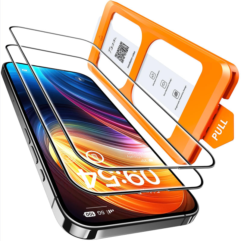 TOCOL For iPhone 16 Pro for Tempered Glass, Full Screen Shockproof Protective Glass Car Installation 9H Hardness Film Scratch-Resistant Anti-Fingerprint Anti-Oil Anti-Bubble Screen Protector for