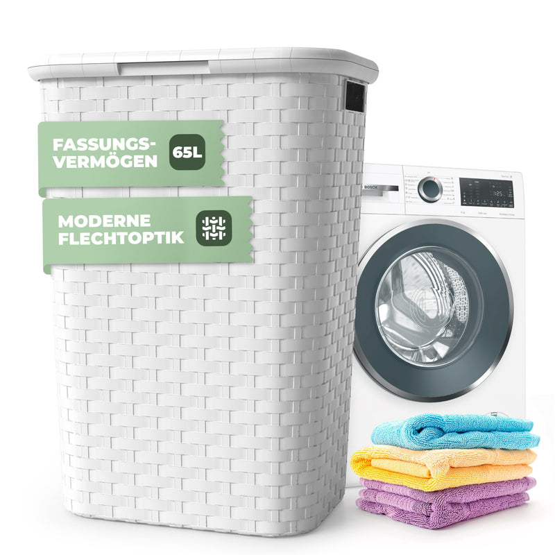 Spetebo Woven Effect Laundry Basket / Box, 65 Litres, 8 Colours