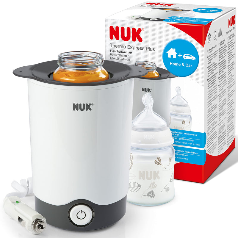 NUK Thermo 3-in-1 bottle warmer for easy, safe and gentle heating, defrosting and keeping warm, for glasses and bottles.