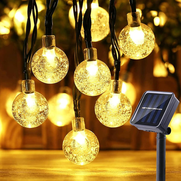 Moxled Solar Fairy Lights Outdoor 60 LED, 11 m Fairy Lights Outdoor Solar Waterproof 8 Modes Crystal Balls Solar Fairy Lights Outdoor for Garden, Patio, Balcony, Parties (Warm White)