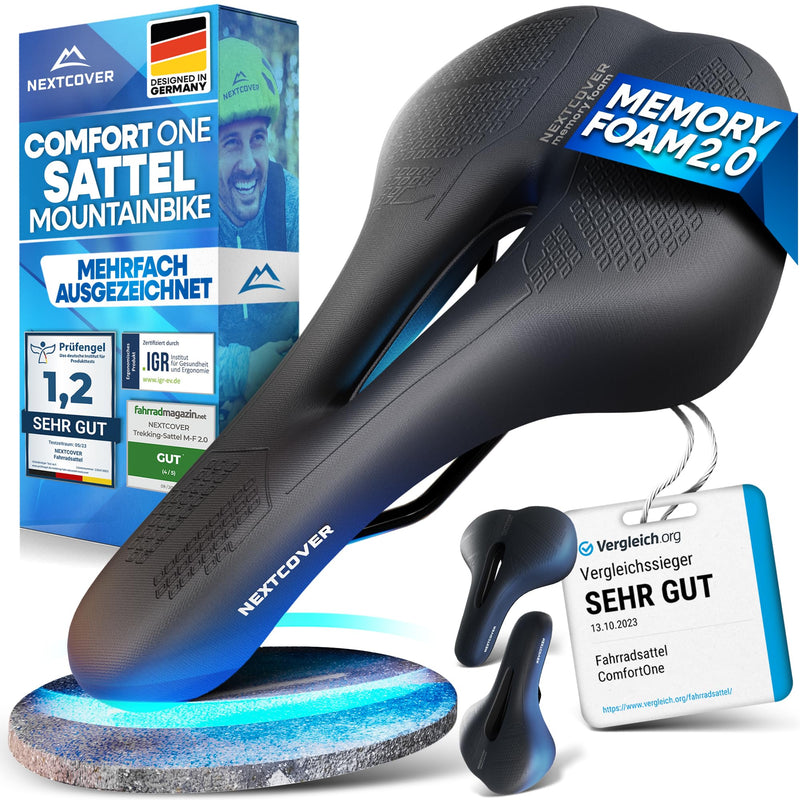 NEXTCOVER® Bicycle Saddle - The Original - with Memory Foam 2.0 I Maximum Riding Comfort I Ergonomic Bicycle Saddle for Men and Women I Bicycle Saddle Men Comfortable Bicycle Saddle Women Comfortable