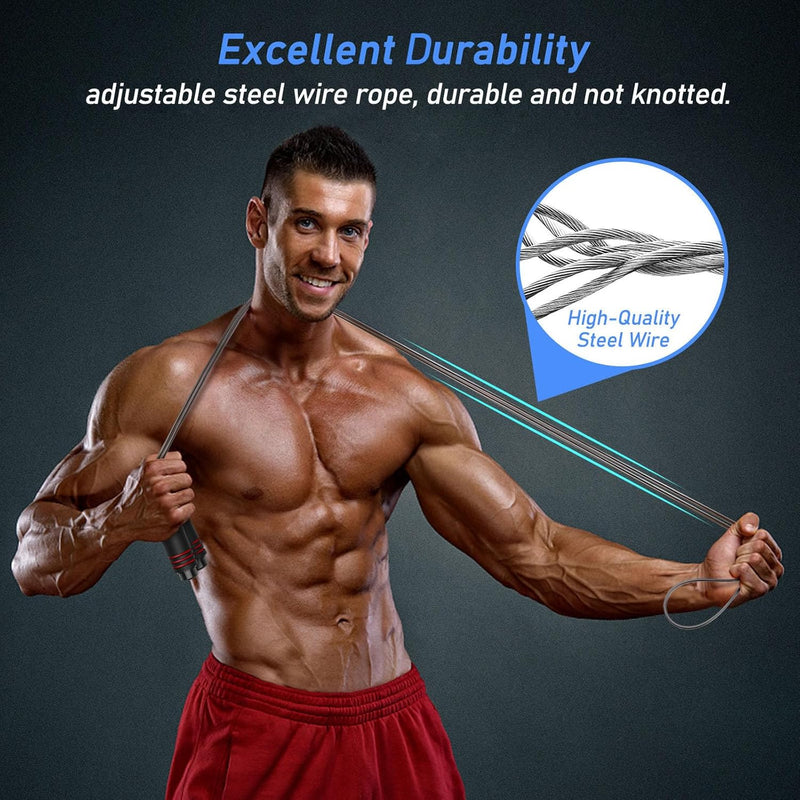 Blukar Skipping Rope with Skin-Friendly Foam Handles, Speed Rope, Adjustable Length, Non-Slip and Ideal for Fitness and Endurance Training, Suitable for Children and Adults