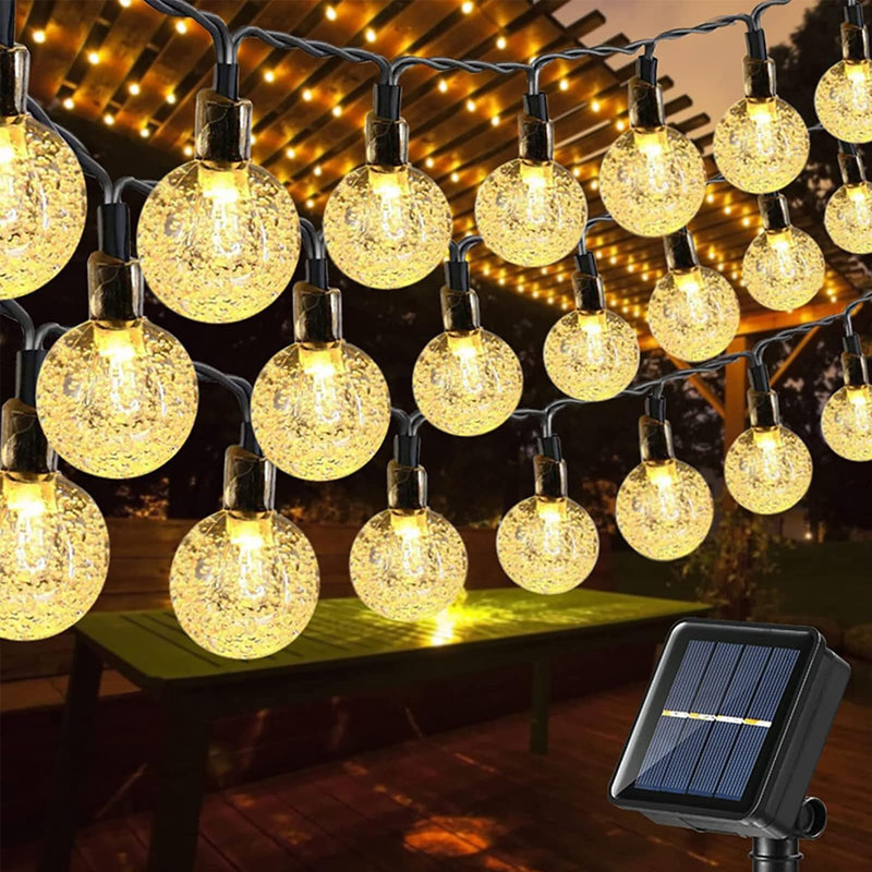 Moxled Solar Fairy Lights Outdoor 60 LED, 11 m Fairy Lights Outdoor Solar Waterproof 8 Modes Crystal Balls Solar Fairy Lights Outdoor for Garden, Patio, Balcony, Parties (Warm White)