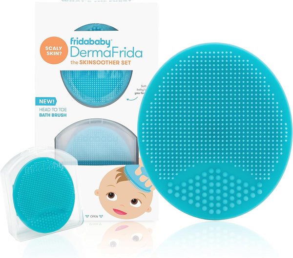 Fridababy DermaFrida The SkinSoother Silicone Baby Bath Brush Baby Accessories for Dry Skin, Milk Scab and Eczema Pack of 2
