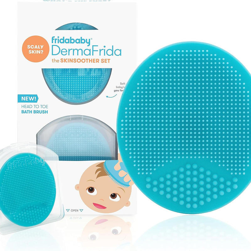 Fridababy DermaFrida The SkinSoother Silicone Baby Bath Brush Baby Accessories for Dry Skin, Milk Scab and Eczema Pack of 2