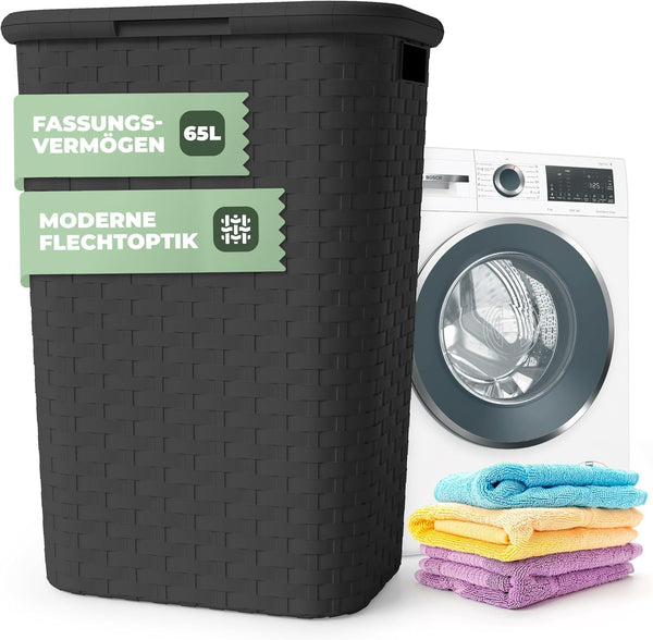 Spetebo Woven Effect Laundry Basket / Box, 65 Litres, 8 Colours