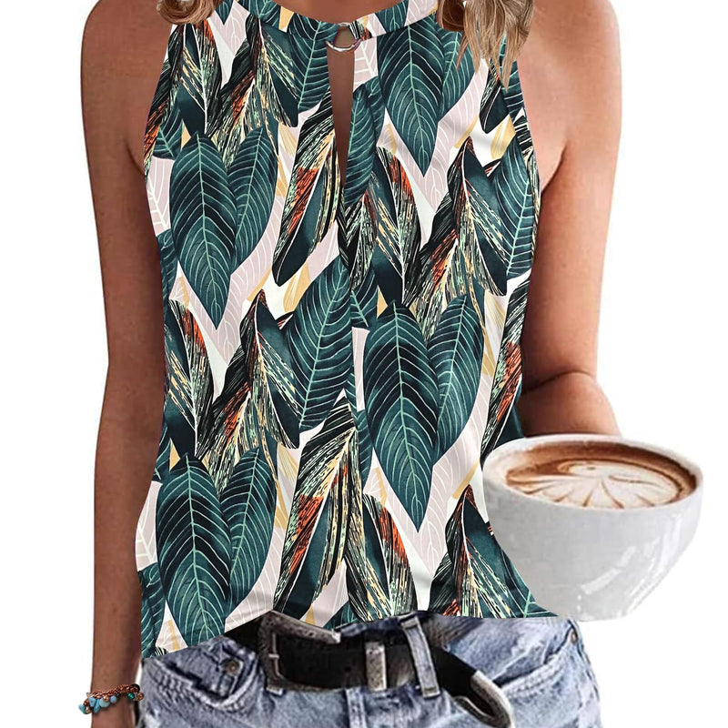 WNEEDU Women's Tank Top Summer Sleeveless Tops V-Neck Sexy Tank Tops Casual Beach Shirts Blouse Top