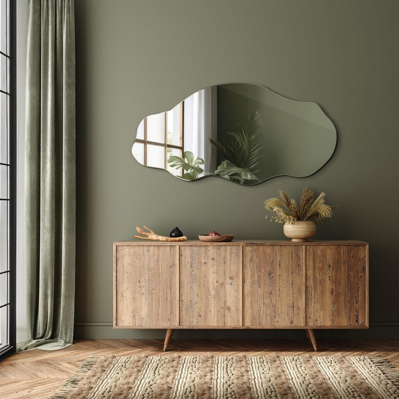 Tulup Mirror 50 x 100 cm Large Modern Irregular Organic Asymmetrical Stain for Bathroom Living Room Vertical