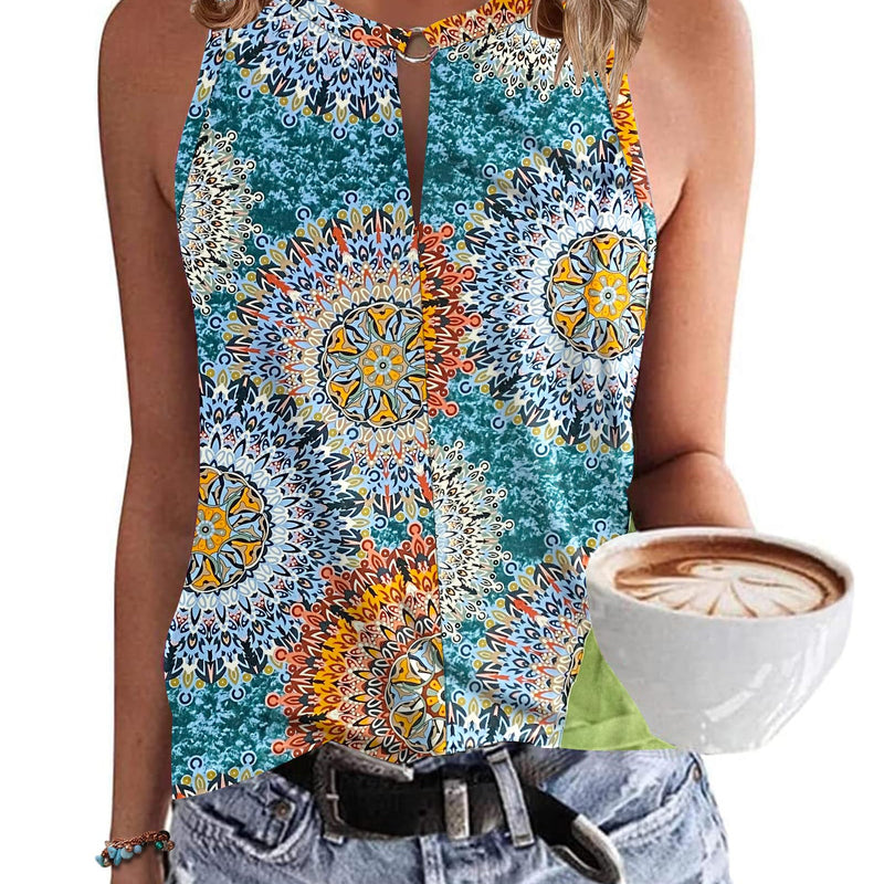 WNEEDU Women's Tank Top Summer Sleeveless Tops V-Neck Sexy Tank Tops Casual Beach Shirts Blouse Top