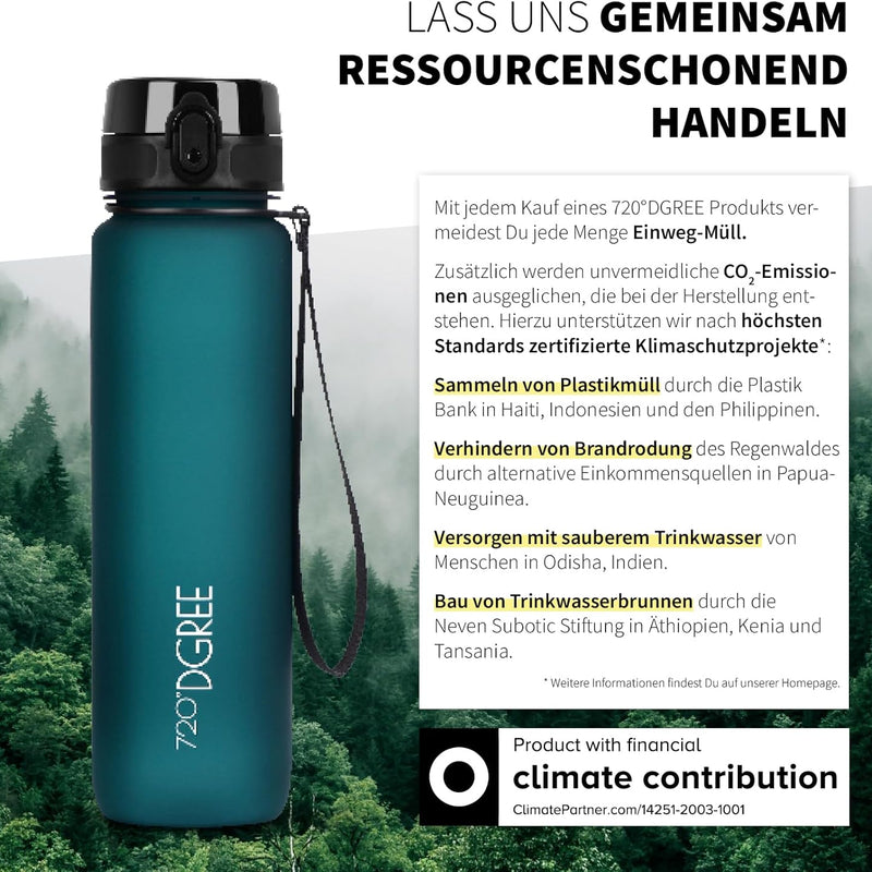 720°Dgree uberBottle Water Bottle, softTouch Sports Bottle with Sieve, BPA-Free, for University, Work, Fitness, Bike, Outdoors, Job, Made of Tritan, Lightweight, Shockproof, Reusable – 1 Litre