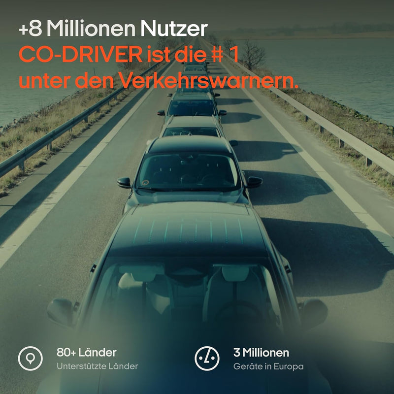 ooono traffic alarm: Warns about speed cameras and hazards in road traffic in real time, automatically active after connection to smartphone via Bluetooth, data from Blitzer.de