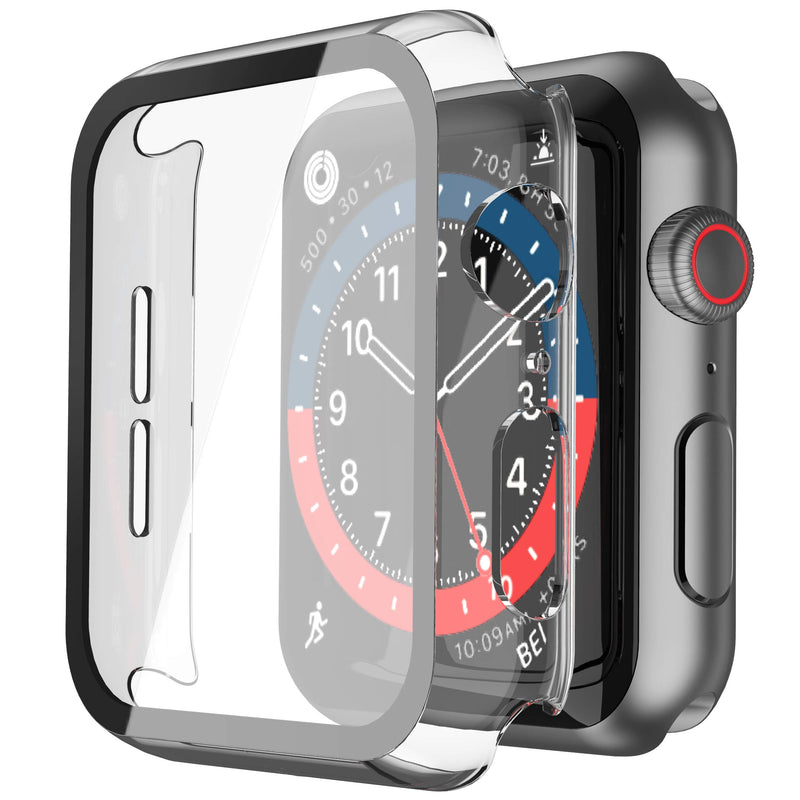 Misxi Pack of 2 Hard PC Protective Cases with Tempered Screen Protector for Apple Watch Series 10 (2024) 46 mm, Ultra Thin Anti-fall Scratch-Resistant Cover Protection for iWatch Matte Black