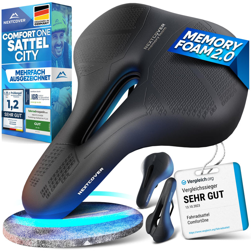 NEXTCOVER® Bicycle Saddle - The Original - with Memory Foam 2.0 I Maximum Riding Comfort I Ergonomic Bicycle Saddle for Men and Women I Bicycle Saddle Men Comfortable Bicycle Saddle Women Comfortable