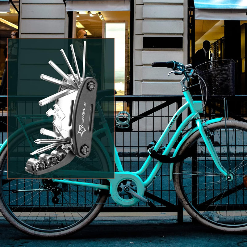 ROCKBROS Bicycle Multifunctional Tool 16 in 1 Foldable Repair Tool Set Repair Kit Black