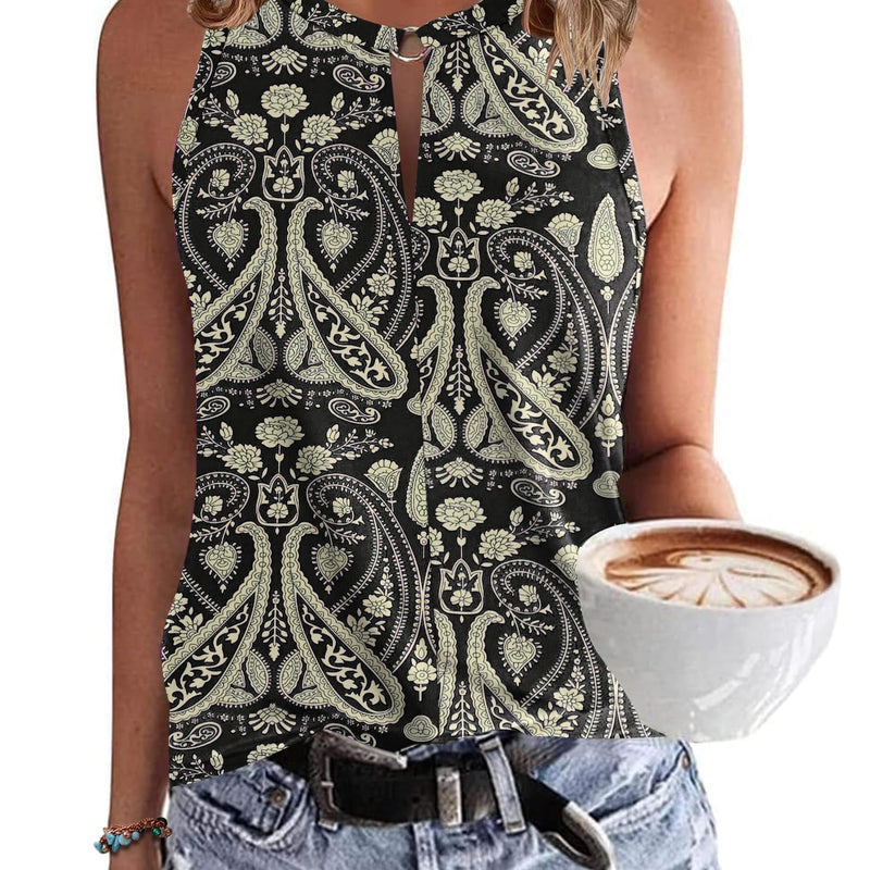 WNEEDU Women's Tank Top Summer Sleeveless Tops V-Neck Sexy Tank Tops Casual Beach Shirts Blouse Top