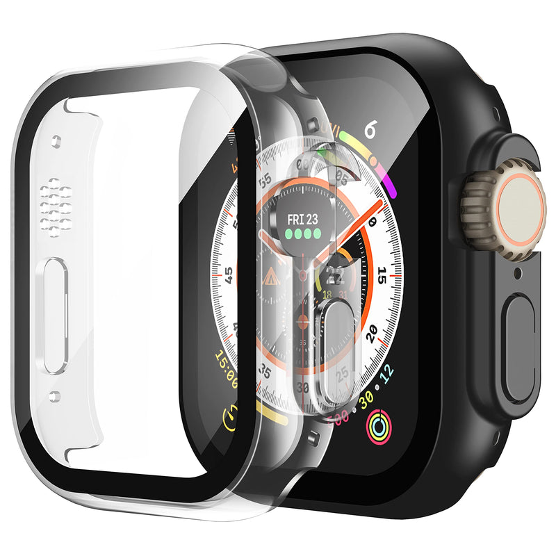 Misxi Pack of 2 Hard PC Protective Cases with Tempered Screen Protector for Apple Watch Series 10 (2024) 46 mm, Ultra Thin Anti-fall Scratch-Resistant Cover Protection for iWatch Matte Black