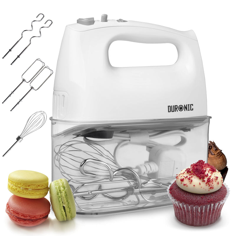 Duronic SM3 Electric Food Processor 300 W, 2-in-1 Stand Mixer with 4L Stainless Steel Bowl, Hand Mixer, Kneading Machine, Dough Machine, Hand Mixer, Mixer for Baking, Cream, Dough, Sauces, Desserts