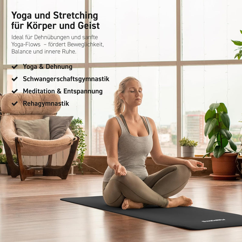 MSports Premium Gymnastics Mat including Carry Strap + Exercise Poster + Workout App - Skin-Friendly Fitness Mat, 190 x 60, 80 or 100 x 1.5 cm, Various Colours, Phthalate-Free Yoga Mat, 190 x 60 x 1,5 cm